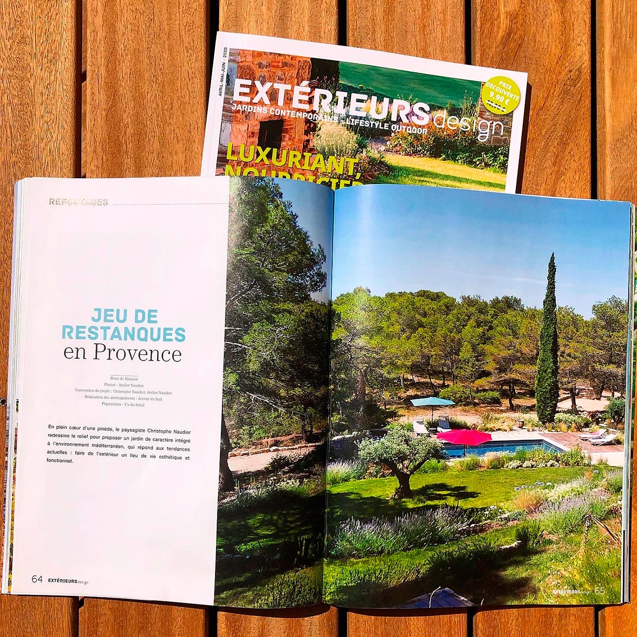 Atelier Naudier - Article reportage magazine Extérieur Design 1 - Paysagiste concepteur connu jardin naturaliste - Montpellier et Aix-en-Provence