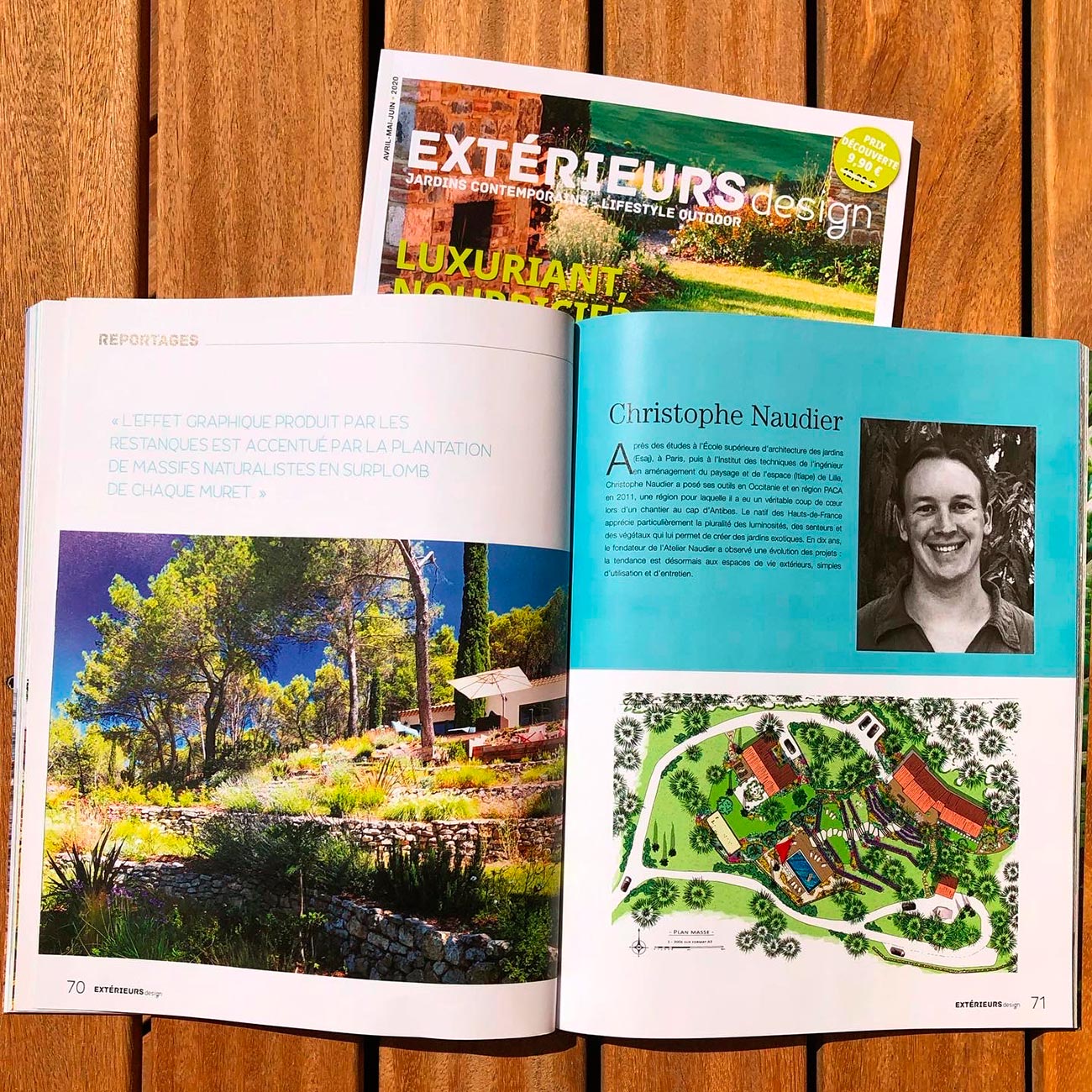 Atelier Naudier - Article reportage magazine Extérieur Design 4 - Paysagiste concepteur connu jardin naturaliste - Montpellier et Aix-en-Provence