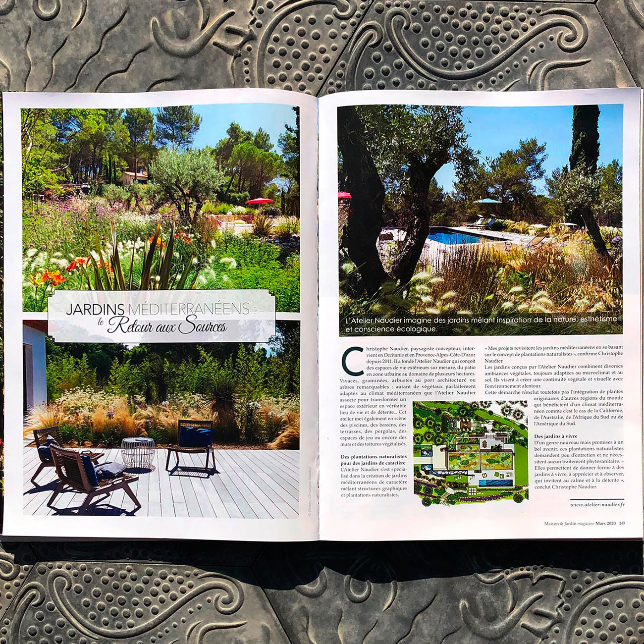 Atelier Naudier - Article reportage magazine Maison et Jardin 2020 - Paysagiste concepteur Montpellier et Aix-en-Provence