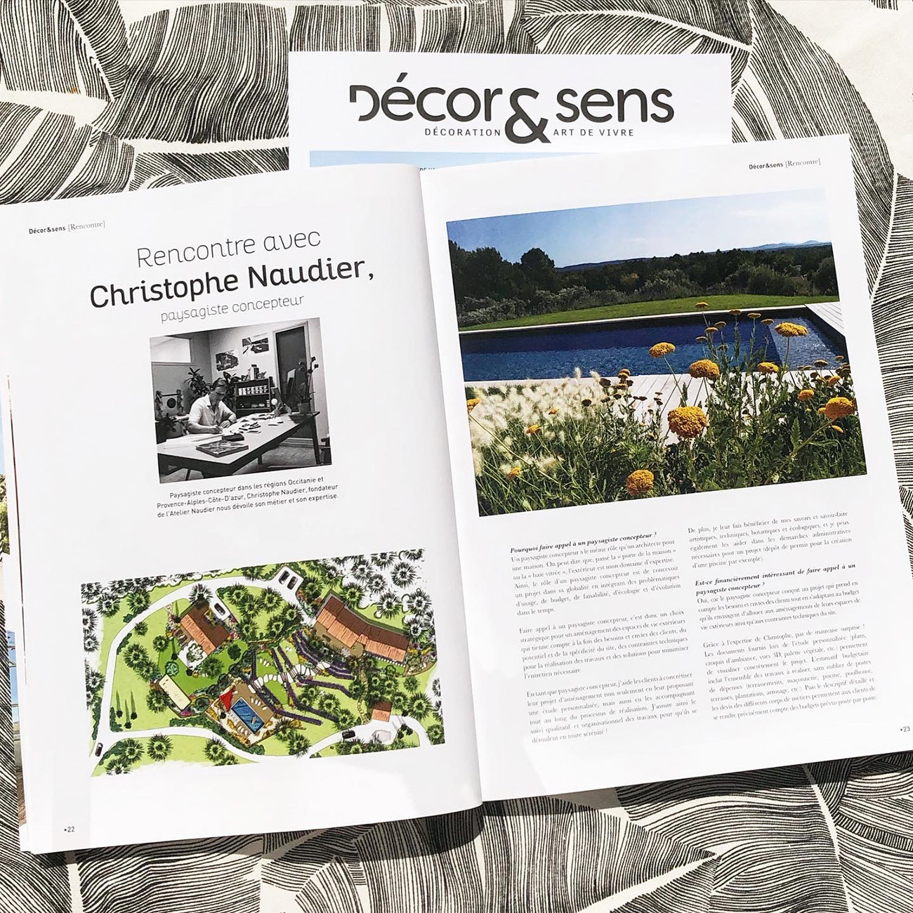 Atelier Naudier - Articles et reportages magazine Décor & Sens 58 - 03 - Architecte Paysagiste Concepteur connu jardin naturaliste - Montpellier et Aix-en-Provence