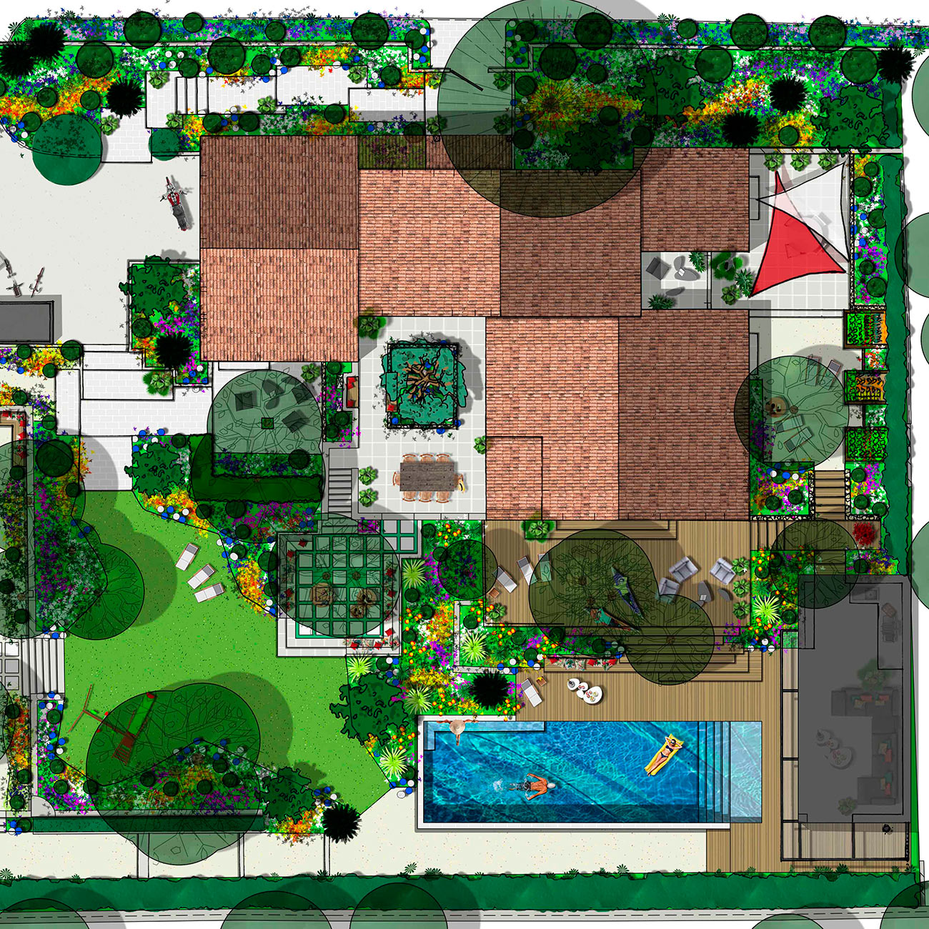 Atelier Naudier - Architecte paysagiste concepteur - Montpellier & Aix-en-Provence - Projet Piscine contemporaine et Jardin naturel méditerranéen - Aménagement Jardin