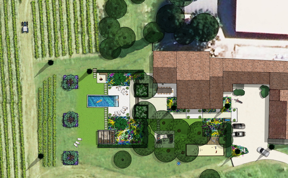 Plan 3D conception jardin paysager