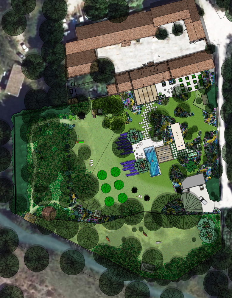 Plan 3D conception jardin paysager