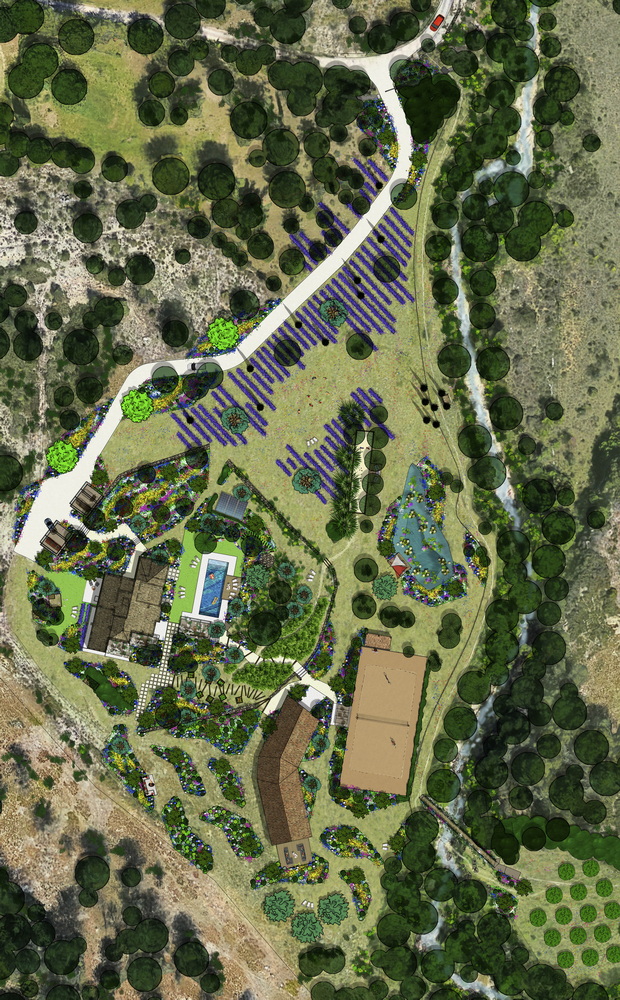 Plan 3D conception jardin paysager