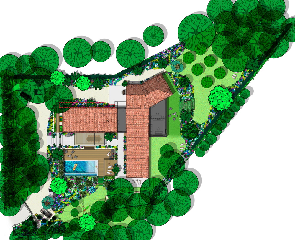 Plan 3D conception jardin paysager