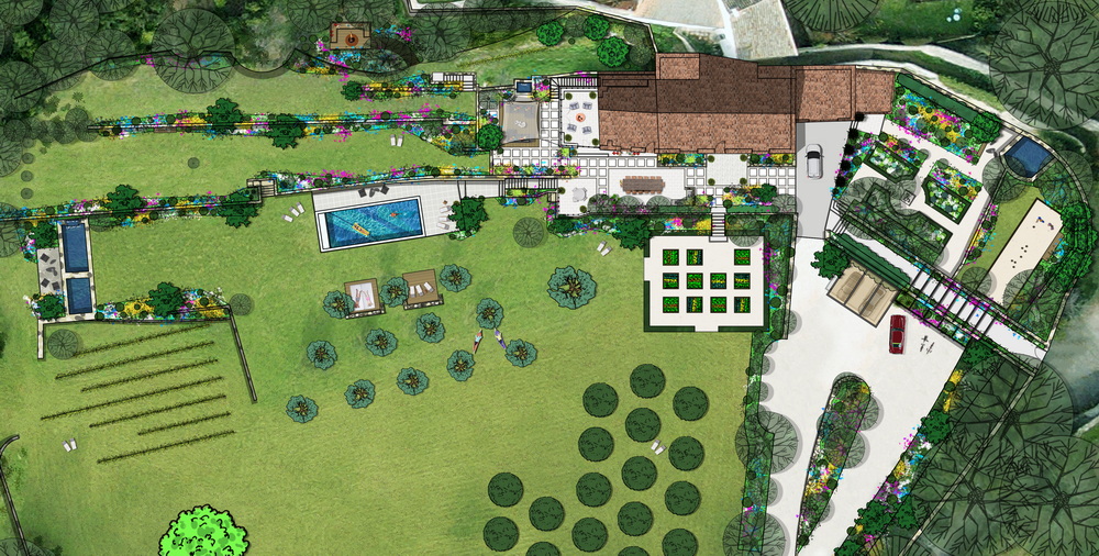 Plan 3D conception jardin paysager