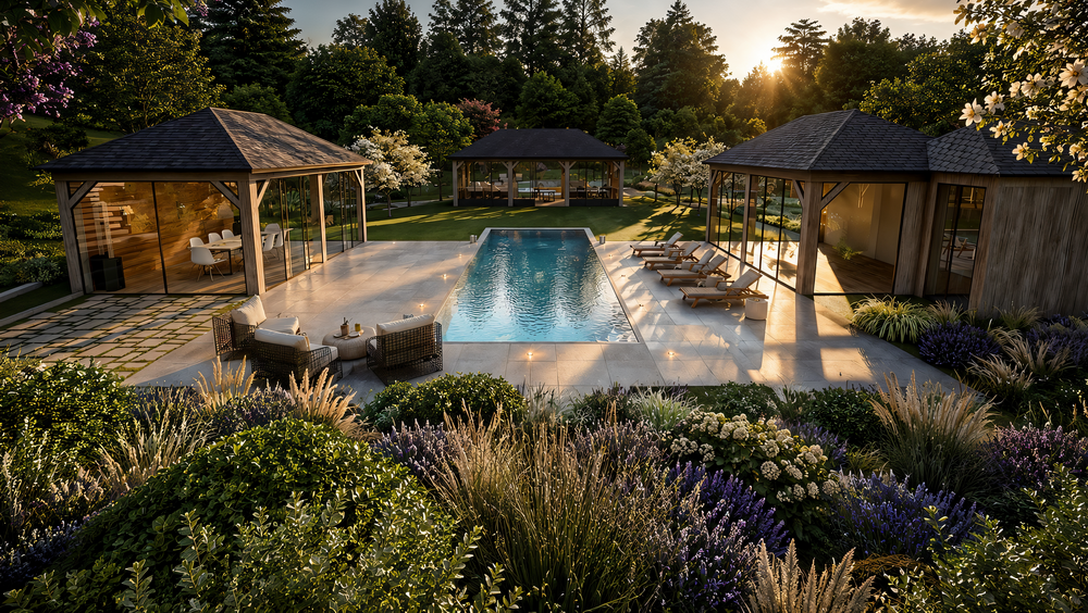 Atelier Naudier concepteur paysagiste Atelier Naudier Architecte Paysagiste Concepteur Vaste jardin Piscine et Poolhouse