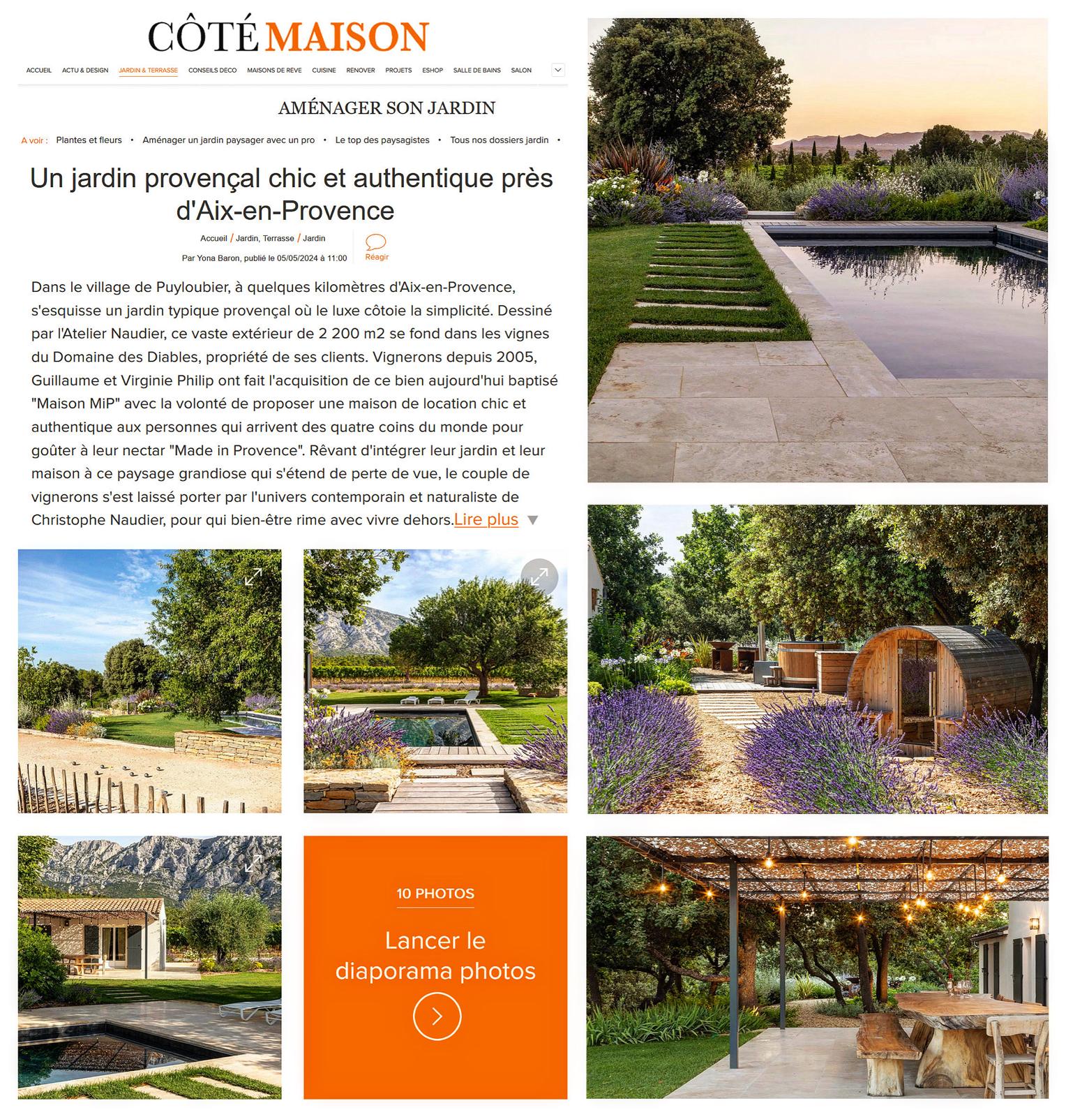 Parution dans « Côté Maison » : Un jardin provençal chic près d&rsquo;Aix-en-Provence